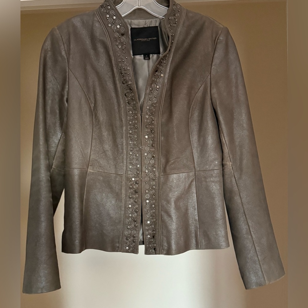 Classiques Entier Shimmering Taupe Leather Jacket